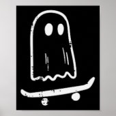 Ghost on Skateboard Spaß Retro Halloween Kostüm Bo Poster (Vorne)