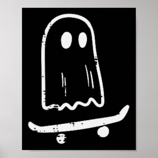 Ghost on Skateboard Spaß Retro Halloween Kostüm Bo Poster (Vorne)