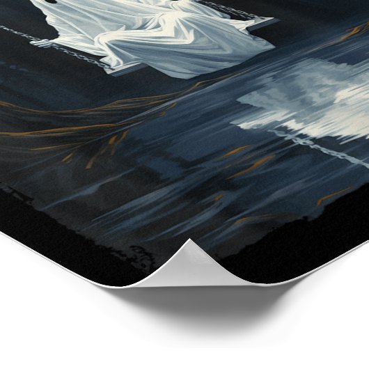 Ghost on Swing Spookokokart Kostüm Niedlich Hallow Poster (Ecke)