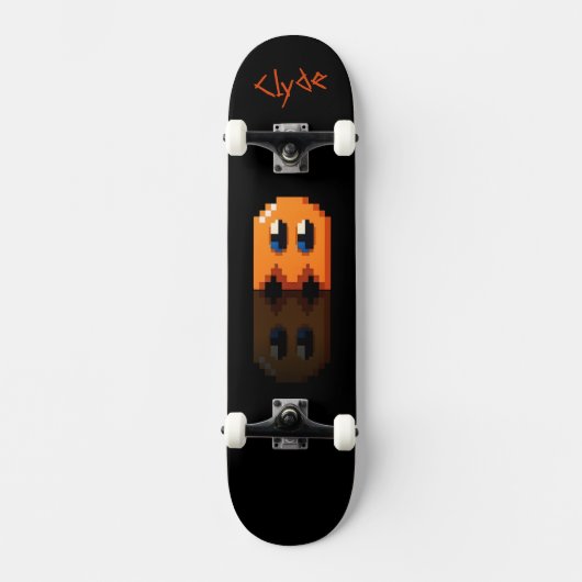 Ghost Orange Schwarzer Name Fan Art Pac-Man Skateboard (Vorderseite)