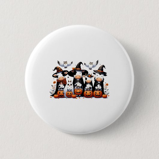 Ghost Owls Kühe Halloween Tiere Kuh Lover Spooky Button (Vorderseite)