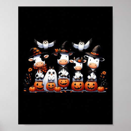Ghost Owls Kühe Halloween Tiere Kuh Lover Spooky Poster (Vorne)