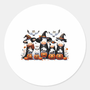 Ghost Owls Kühe Halloween Tiere Kuh Lover Spooky Runder Aufkleber