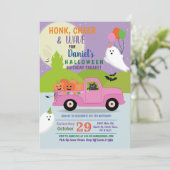 Ghost Party Birthday Parade Drive By Pink Truck Einladung (Stehend Vorderseite)