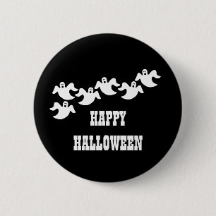 Ghost Party Halloween Button, Black Button
