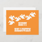 Ghost Party Halloween Postcard, Orange Einladungspostkarte (Vorne/Hinten)