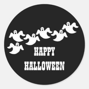 Ghost-Party Halloween-Sticker, Schwarz Runder Aufkleber