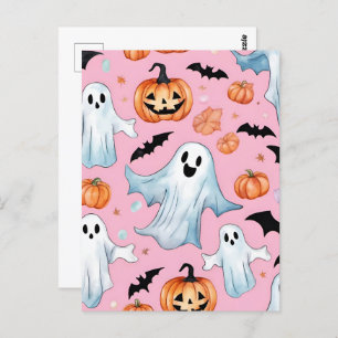 Ghost-Party in rosa Postkarte