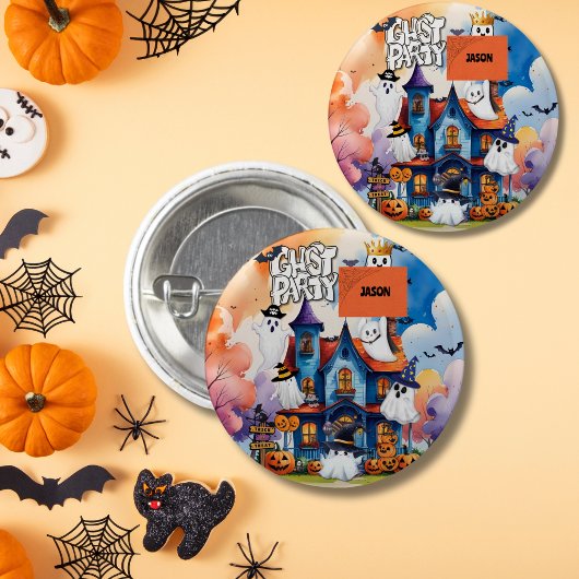Ghost Party Kids Halloween Button