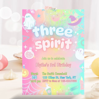 Ghost Pastel Neon Glow 3. Geburtstag Halloween Einladung