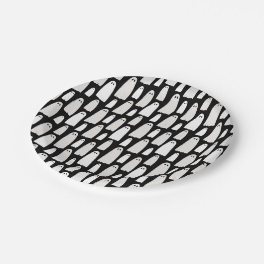 Ghost Pattern Halloween Pappteller (Schrägansicht)