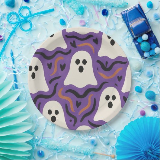 Ghost Pattern Halloween Pappteller (Party)