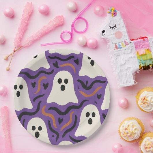 Ghost Pattern Halloween Pappteller (Party)