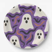 Ghost Pattern Halloween Pappteller (Vorderseite)