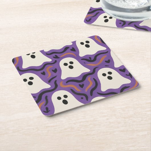 Ghost Pattern Halloween Rechteckiger Pappuntersetzer (angewinkelt)