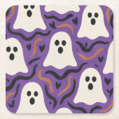 Ghost Pattern Halloween Rechteckiger Pappuntersetzer (Vorderseite)