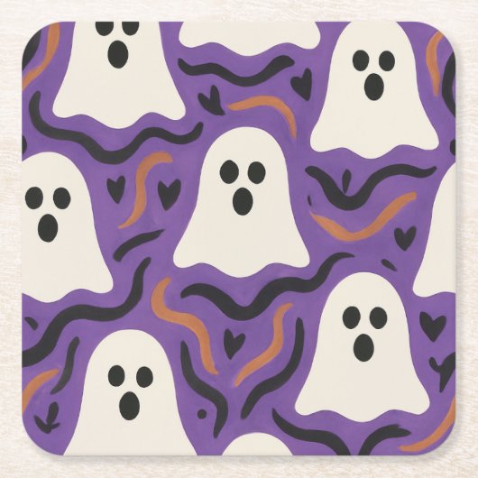 Ghost Pattern Halloween Rechteckiger Pappuntersetzer (Vorderseite)
