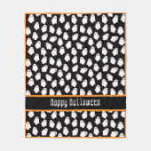 Ghost Pattern Happy Halloween Black Orange Fun Fleecedecke (Vorderseite)
