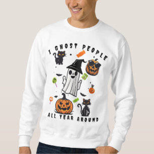 Ghost People Creepy White Ghost Halloween Sweatshirt