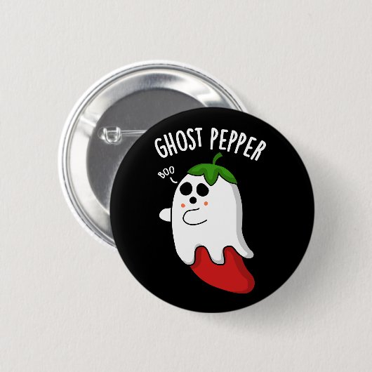 Ghost Pepper Funny Chili Pun Dark BG Button (Vorne & Hinten)
