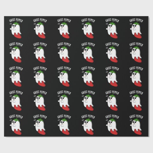 Ghost Pepper Funny Chili Pun Dark BG Geschenkpapier (Flach)