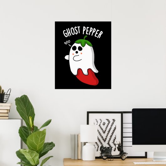 Ghost Pepper Funny Chili Pun Dark BG Poster (Heimbüro)