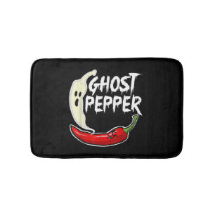Ghost Pepper Funny Spicy Hot Halloween Ghost Peppe Badematte