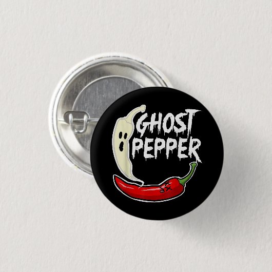 Ghost Pepper Funny Spicy Hot Halloween Ghost Peppe Button (Vorne & Hinten)