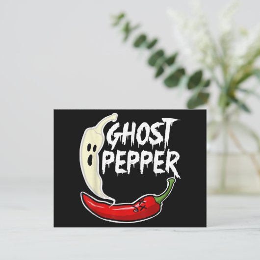 Ghost Pepper Funny Spicy Hot Halloween Ghost Peppe Dankeskarte (Stehend Vorderseite)