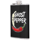 Ghost Pepper Funny Spicy Hot Halloween Ghost Peppe Flachmann (Links)