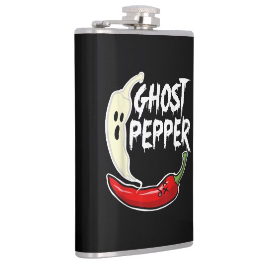 Ghost Pepper Funny Spicy Hot Halloween Ghost Peppe Flachmann (Rechts)