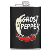 Ghost Pepper Funny Spicy Hot Halloween Ghost Peppe Flachmann (Vorderseite)