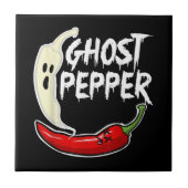 Ghost Pepper Funny Spicy Hot Halloween Ghost Peppe Fliese (Vorderseite)