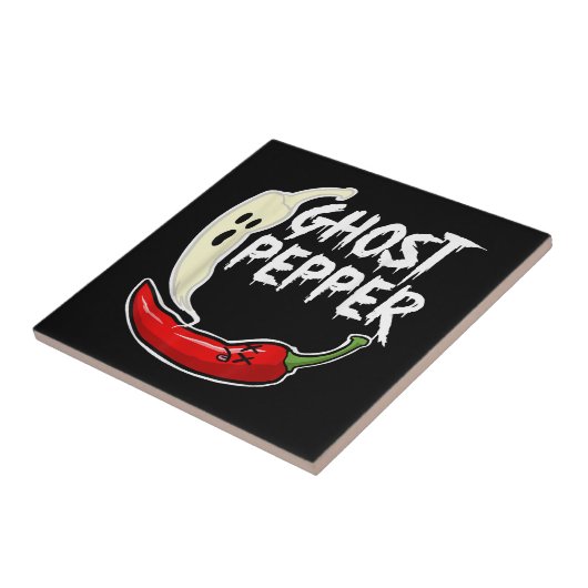 Ghost Pepper Funny Spicy Hot Halloween Ghost Peppe Fliese (Seite)
