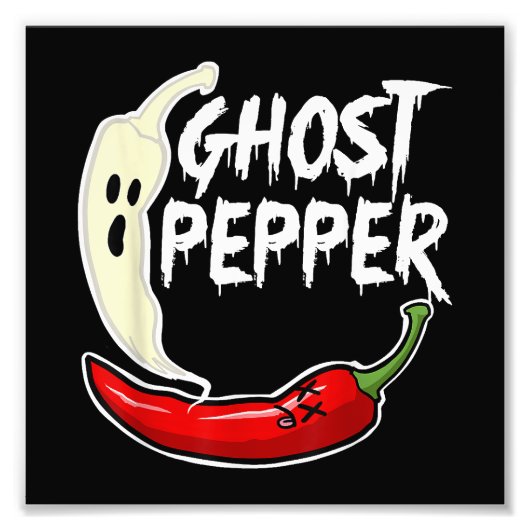 Ghost Pepper Funny Spicy Hot Halloween Ghost Peppe Fotodruck (Vorne)