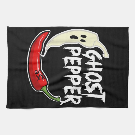 Ghost Pepper Funny Spicy Hot Halloween Ghost Peppe Geschirrtuch (Horizontal)