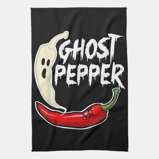 Ghost Pepper Funny Spicy Hot Halloween Ghost Peppe Geschirrtuch (Vertikal)