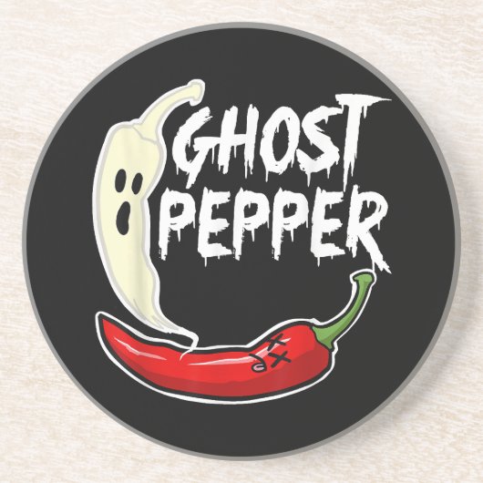 Ghost Pepper Funny Spicy Hot Halloween Ghost Peppe Getränkeuntersetzer (Vorne)