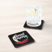 Ghost Pepper Funny Spicy Hot Halloween Ghost Peppe Getränkeuntersetzer (Rechte Seite)