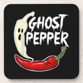 Ghost Pepper Funny Spicy Hot Halloween Ghost Peppe Getränkeuntersetzer (Vorderseite)