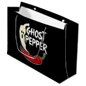 Ghost Pepper Funny Spicy Hot Halloween Ghost Peppe Große Geschenktüte (Vorderseite Schrägansicht)