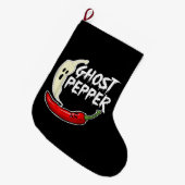 Ghost Pepper Funny Spicy Hot Halloween Ghost Peppe Großer Weihnachtsstrumpf (Vorderansicht (hängend))
