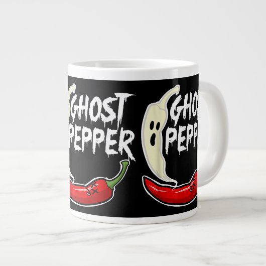Ghost Pepper Funny Spicy Hot Halloween Ghost Peppe Jumbo-Tasse (Vorderseite Rechts)