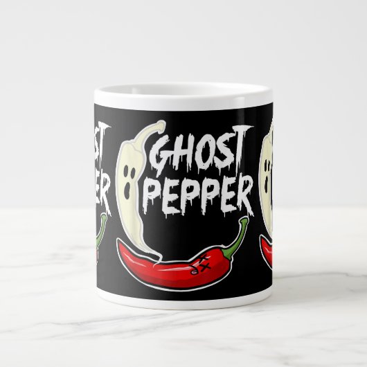 Ghost Pepper Funny Spicy Hot Halloween Ghost Peppe Jumbo-Tasse (Vorderseite)