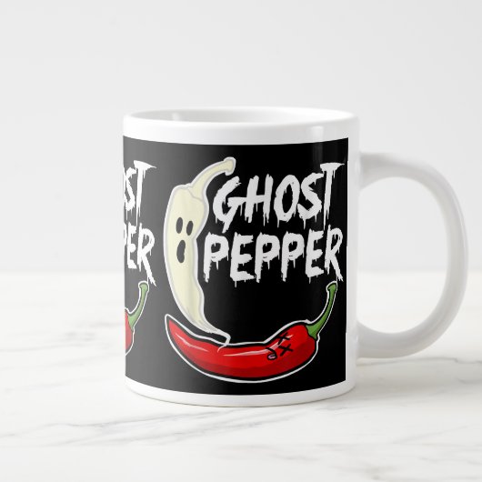 Ghost Pepper Funny Spicy Hot Halloween Ghost Peppe Jumbo-Tasse (Rechts)