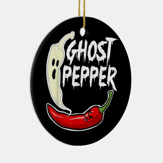 Ghost Pepper Funny Spicy Hot Halloween Ghost Peppe Keramik Ornament (Rechts)