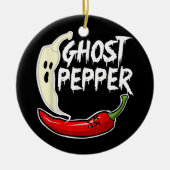 Ghost Pepper Funny Spicy Hot Halloween Ghost Peppe Keramik Ornament (Vorne)