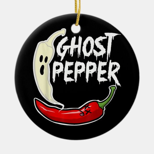 Ghost Pepper Funny Spicy Hot Halloween Ghost Peppe Keramik Ornament (Vorne)
