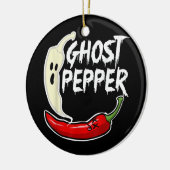 Ghost Pepper Funny Spicy Hot Halloween Ghost Peppe Keramik Ornament (Links)