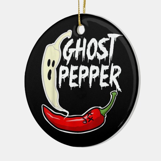 Ghost Pepper Funny Spicy Hot Halloween Ghost Peppe Keramik Ornament (Links)